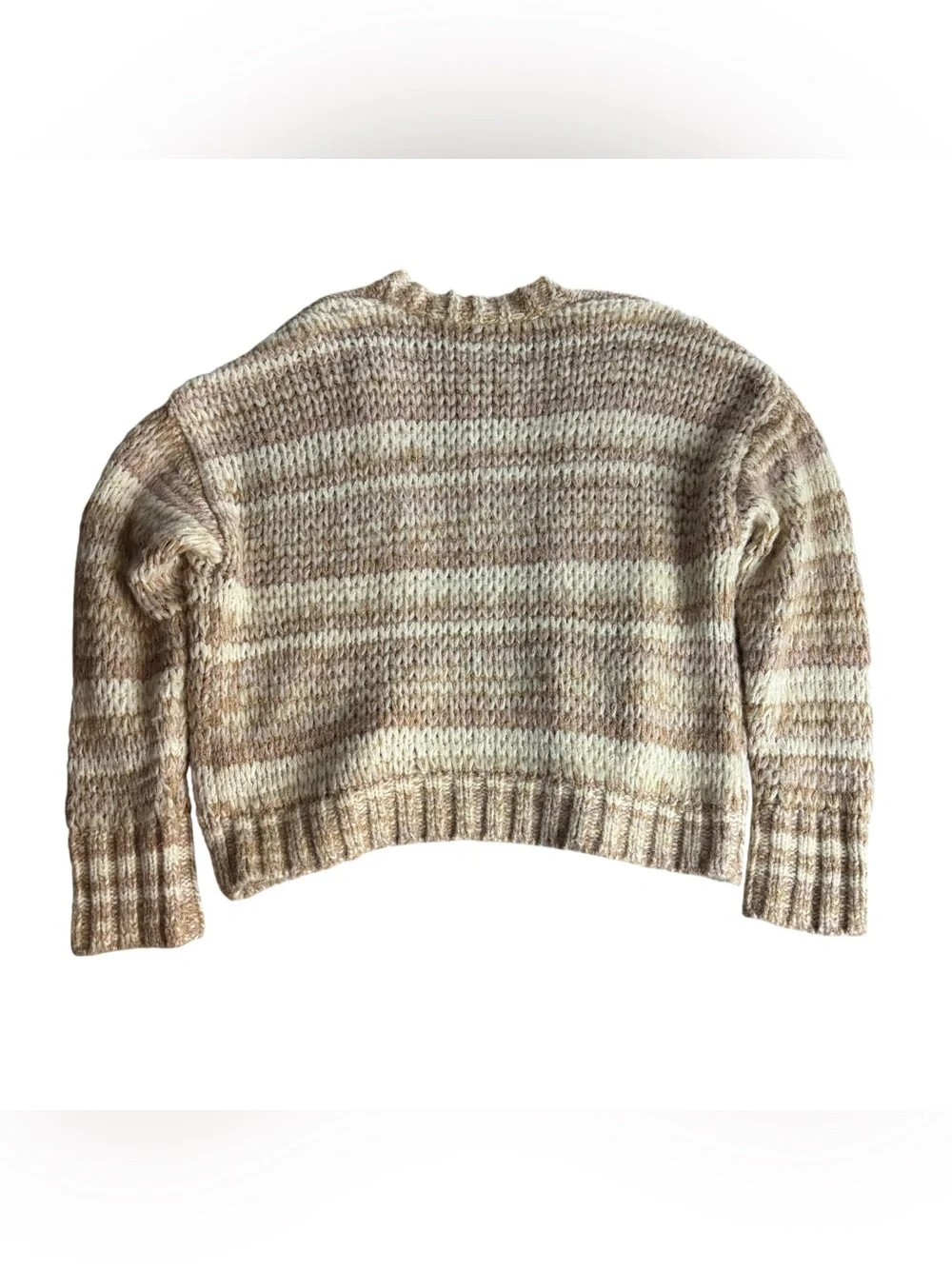 American Eagle Beige Chunky Knit Wool Blend Cardigan Sweater Medium Grandmacore